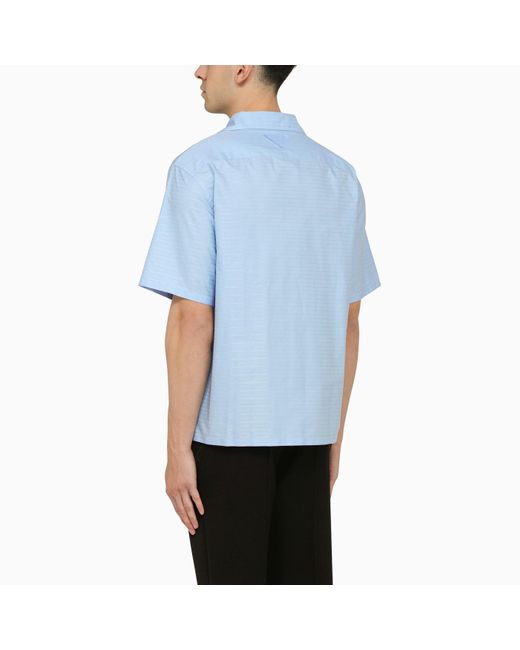Prada Sky-blue Cotton Short-sleeved Shirt for men