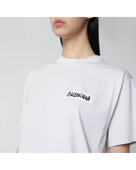 Balenciaga White Logo-Print Relaxed-Fit Cotton T-Shirt