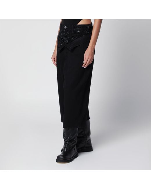 The Attico Black Wide-Leg Jeans