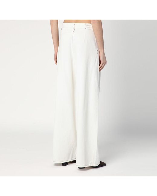 Pantaloni ampi bianchi in cotone di Dries Van Noten in White