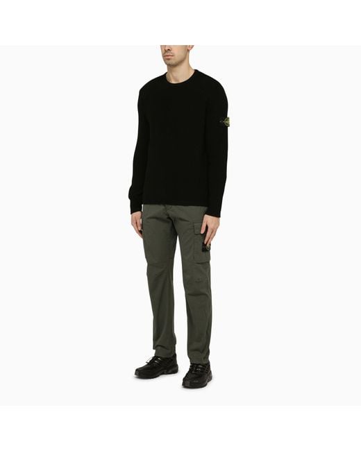 Stone Island Musk Green Regular Trousers In Cotton for men