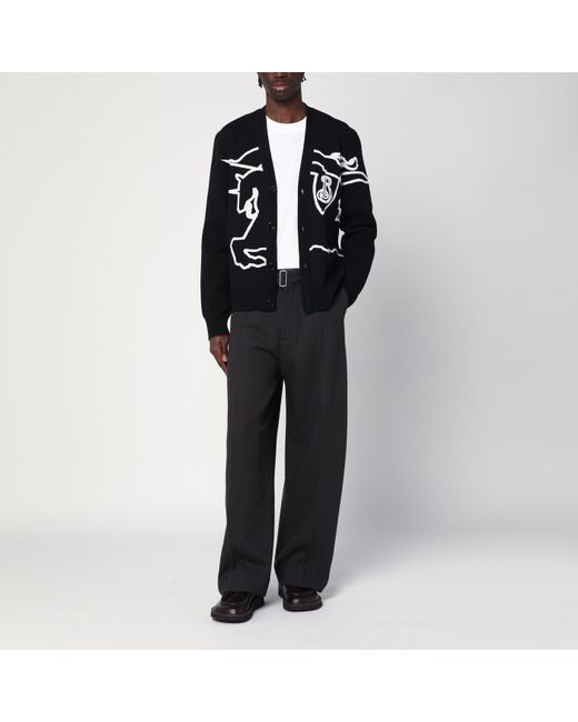 Burberry Black Chalk Cardigan With Ekd for men