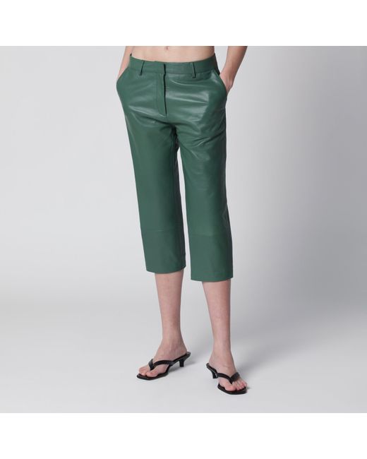 Frankie Shop Green Olivet Wide-Leg Faux Leather Pants
