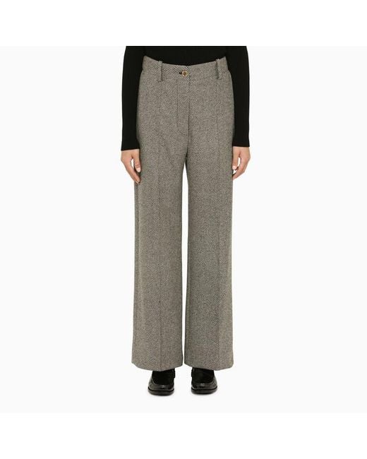 Patou Gray Herringbone Regular Trousers