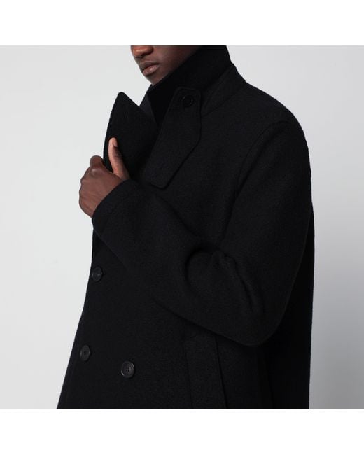 Harris Wharf London Black Double-Breasted Wool Coat for men