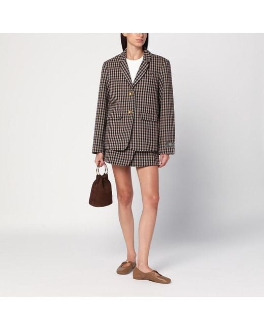 Minigonna in con motivo check di Ganni in Gray