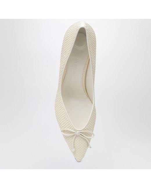 Jacquemus White Ivory Python-Effect Embossed Leather Tourni Décolleté