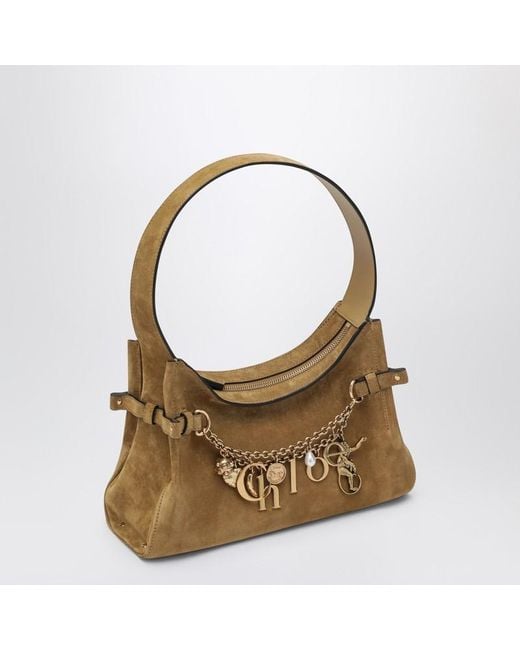 Borsa hobo charms kaki in suede di Chloé in Brown