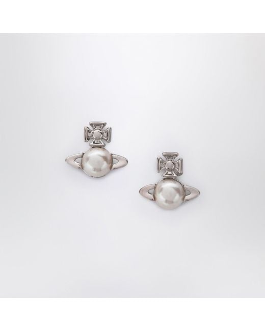 Vivienne Westwood Metallic Balbina Earrings With Pearl