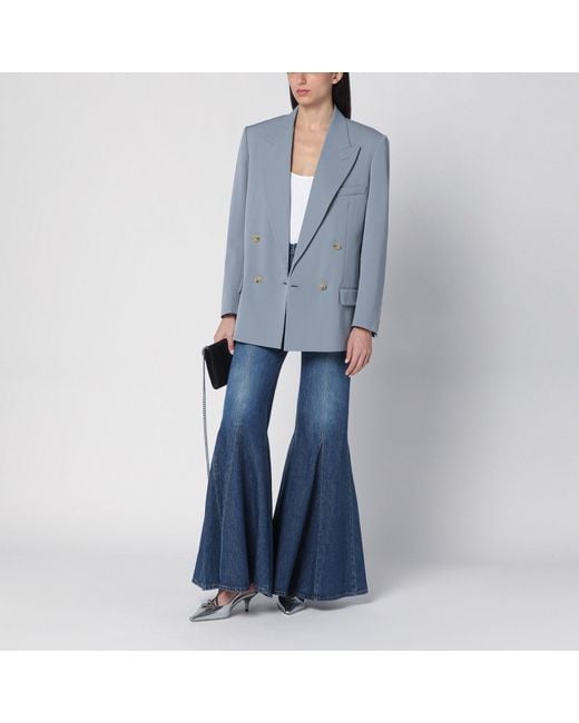 Stella McCartney Blue Light Wool Double-Breasted Jacket