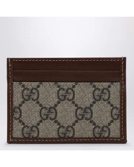 Gucci Brown Fabric Card Holder Gg Supreme/Ebony for men