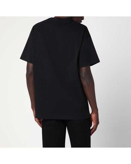 Givenchy Black Cotton T-Shirt With Logo Patch for men