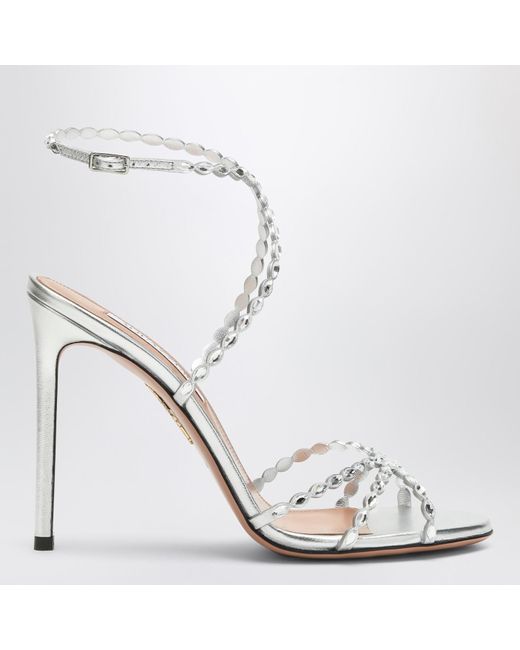 Aquazzura White Love Struck Sandals With Crystals