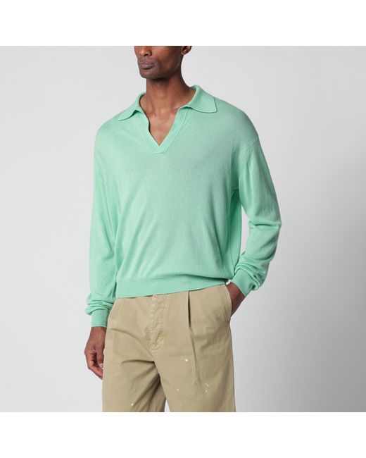 Auralee Green Mint Cashmere And Silk Skipper Polo for men