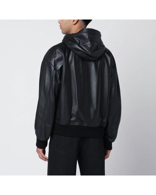 Giacca con cappuccio nera in pelle di Loewe in Black da Uomo