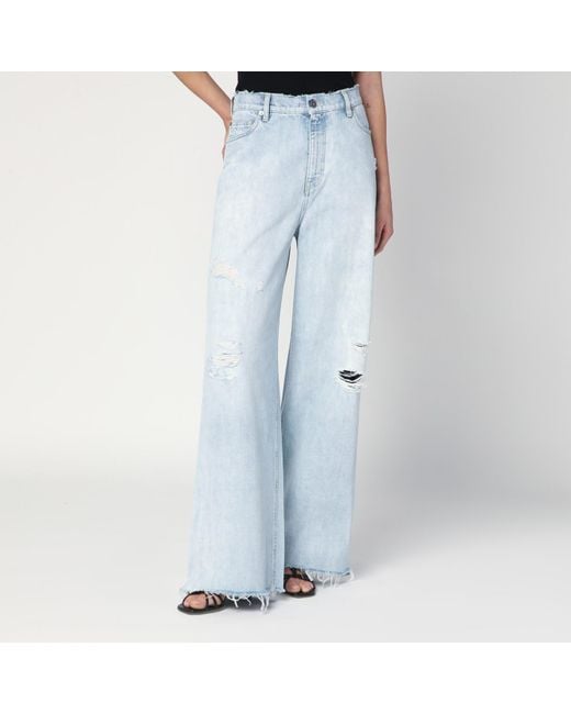 Golden Goose Deluxe Brand Blue Wide Faded Jeans With Rips