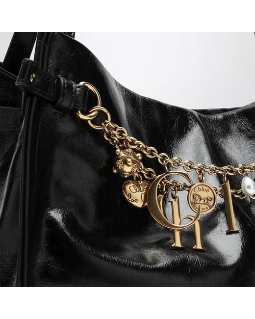 Borsa a spalla charms nera in pelle di Chloé in Black