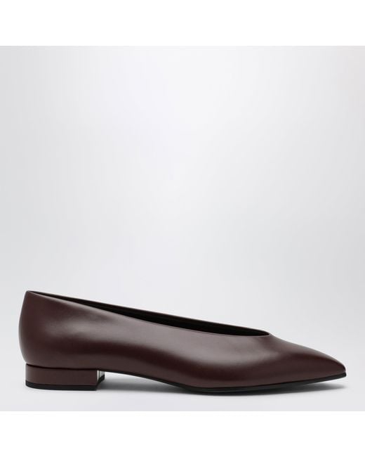 Loro Piana Brown 'Rebecca' Leather Ballet Flats