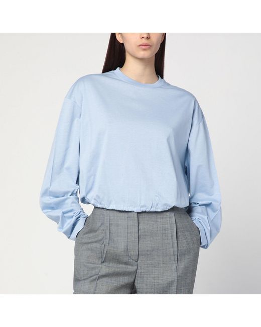 Prada Blue Sweater With Elastic Hem