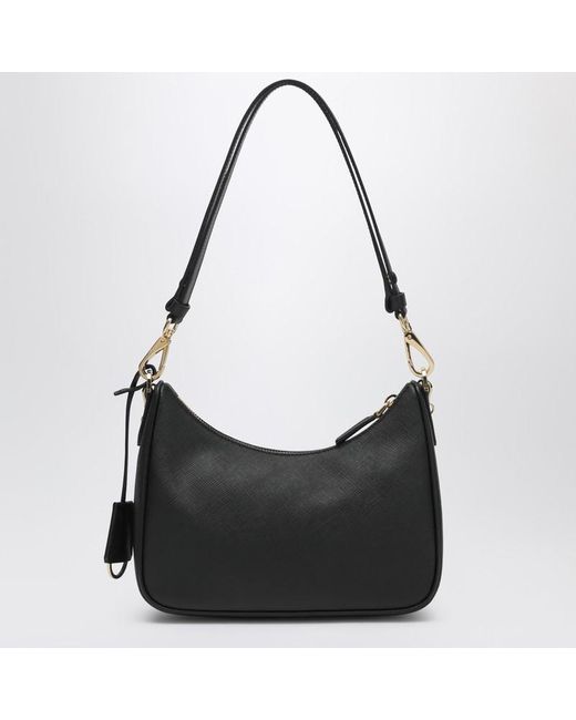 Prada Black Mini Re-Edition Tasche Aus Schwarzem Saffiano