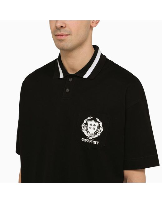 Polo in cotone nera con logo di Givenchy in Black da Uomo