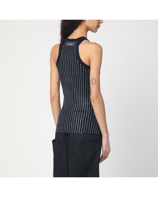 The Attico Blue Sleeveless Cotton Top With Crystals