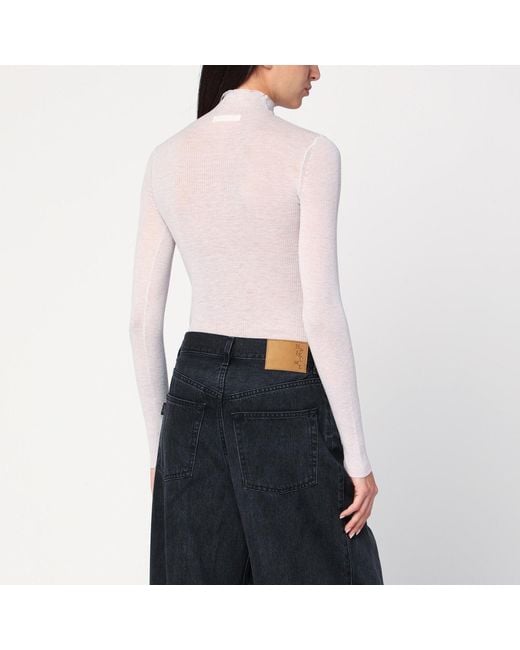 6397 White Ivory Semi Sheer Turtleneck