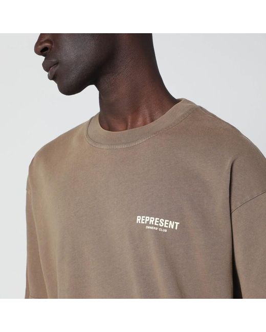 Represent Brown Light Cotton Tshirt With Logo for men