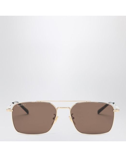 Gucci Brown Ruthenium Colored Sunglasses With Bridge