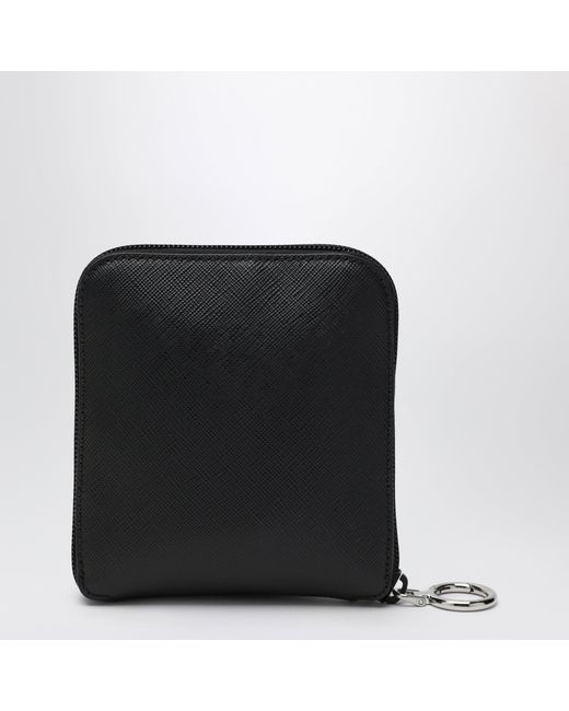 Prada Black Saffiano Leather Charm With Re-Nylon Tote Bag