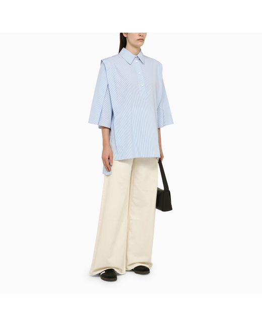 Margaux Lonnberg Blue Light Striped Cotton Lola Shirt