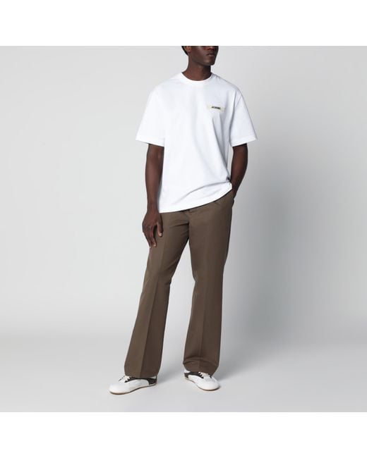 Jacquemus White T-Shirt With Grosgrain Logo for men