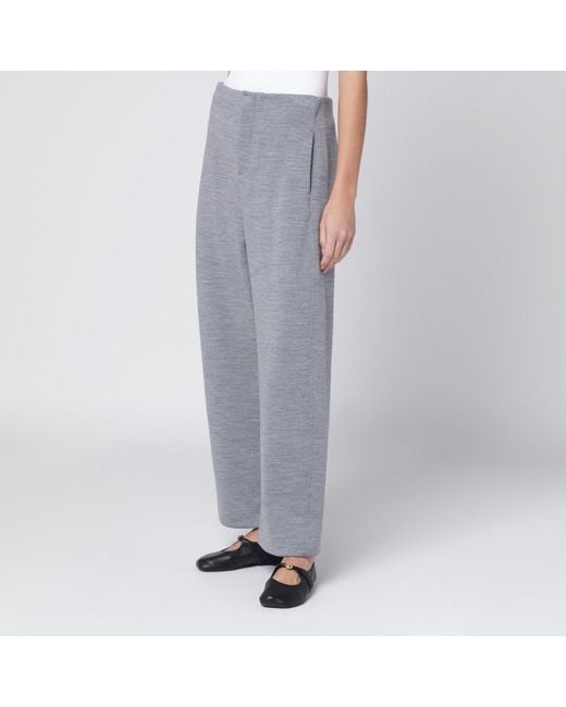 Max Mara Gray Wool-Cotton Blend Trousers