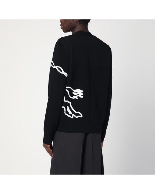Cardigan /bianco gesso con ekd di Burberry in Black da Uomo