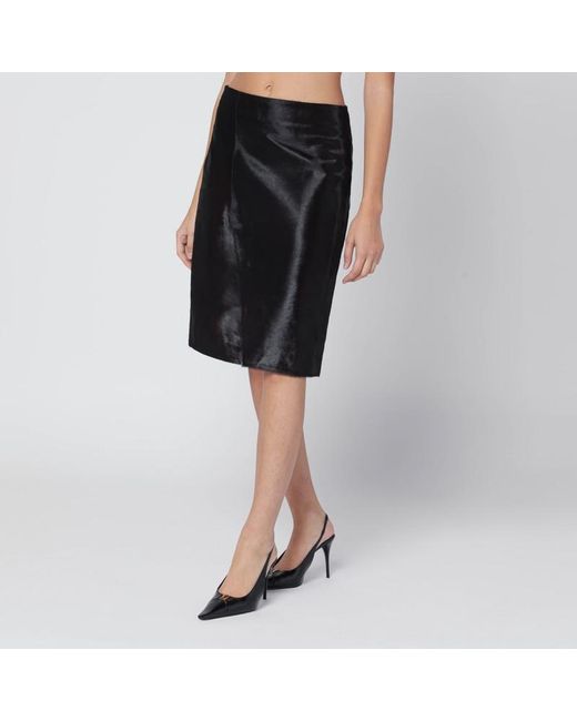 Loulou de Saison Black Brauner Myra-Rock Aus Leder Mit Pony-Effekt