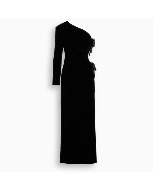 Saint Laurent Black One-sleeved Velvet Gown With Bow