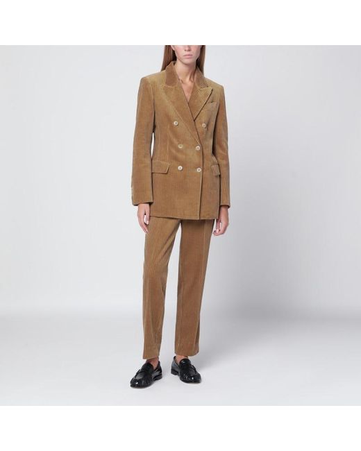 P.A.R.O.S.H. Brown P. A.R. O.S. H. Camel-Colou Ribbed Velvet Jacket