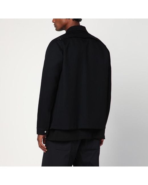 Rick Owens Black Shirt Jacket With Zip for men