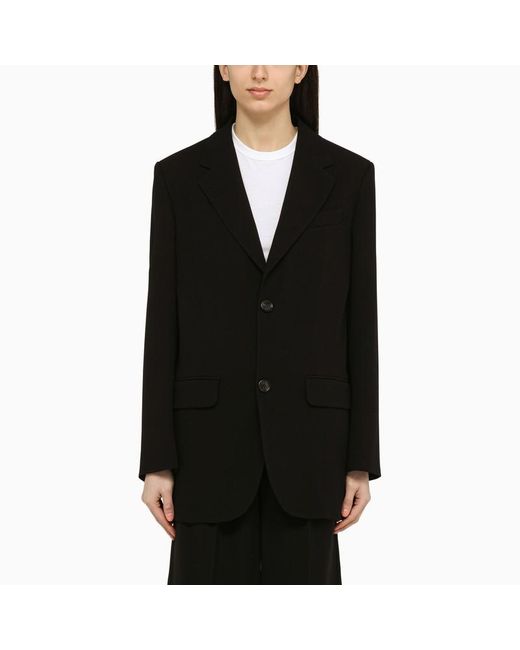 AMI Black Single-Breasted Wool Jacket