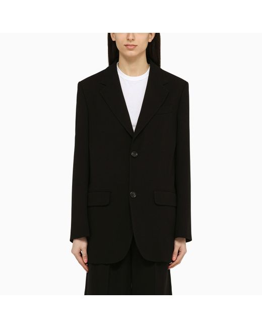 AMI Black Single Breasted Jacket In Wool