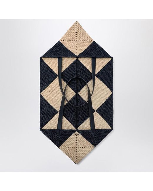 Borsa puzzle fold tote xxl /navy in rafia di Loewe in Black da Uomo