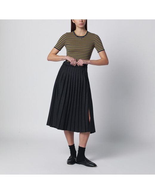 Prada Black Striped Stretch Cotton T-Shirt