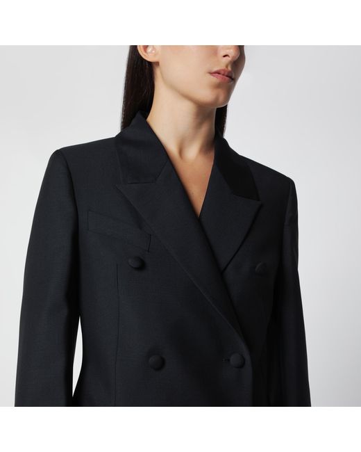 Rohe Black Double-Breasted Wool-Blend Jacket