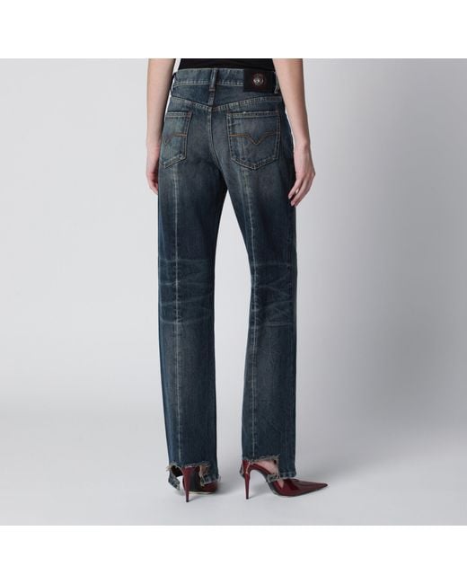 Versace Blue Washed Regular-Fit Cotton Jeans