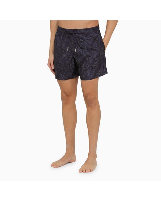 Etro Blue Paisley Print Swim Shorts for men
