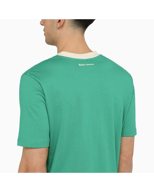 T-shirt in cotone con stampa di Wales Bonner in Green da Uomo
