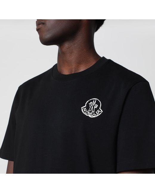 Moncler Black Cotton Jersey T-Shirt With Logo Patch for men