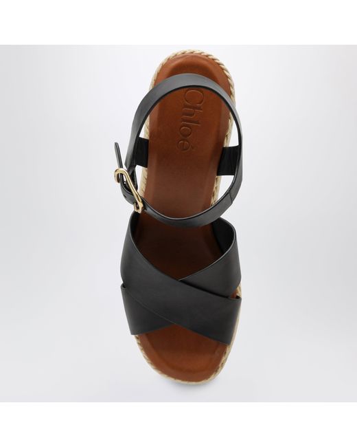 Chloé Black Sand Wedge Sandals