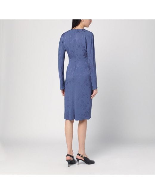 Etro Blue Jacquard-Effect Dress