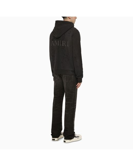 Amiri Black Zip Sweatshirt With Wear for men